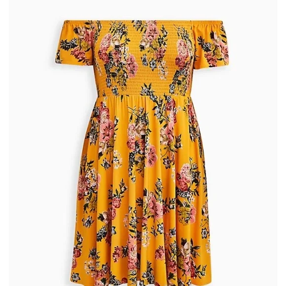 yellow off the shoulder skater dress Off The Shoulder Skater Mini Dress In Yellow Broderie | EGO US